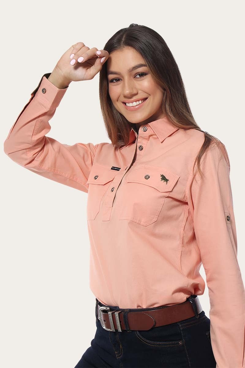 Pentecost River Womens Half Button Work Shirt - Pastel Pink